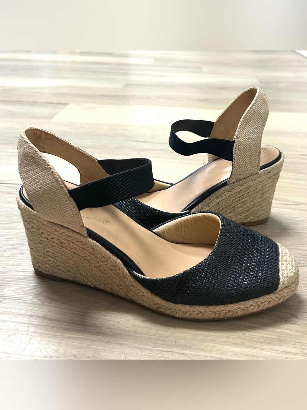 Lauren Ralph Lauren Sandals  Espadrille Wedge Women's Sz 8 Black Pearle Coastal - Picture 10 of 16